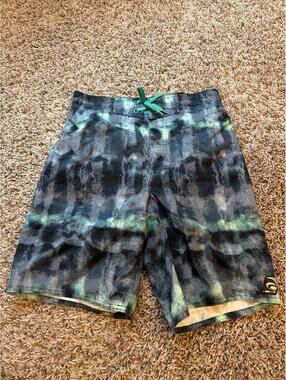 Laguna Boys Medium Blue Green Tie-Dye Swim Trunks